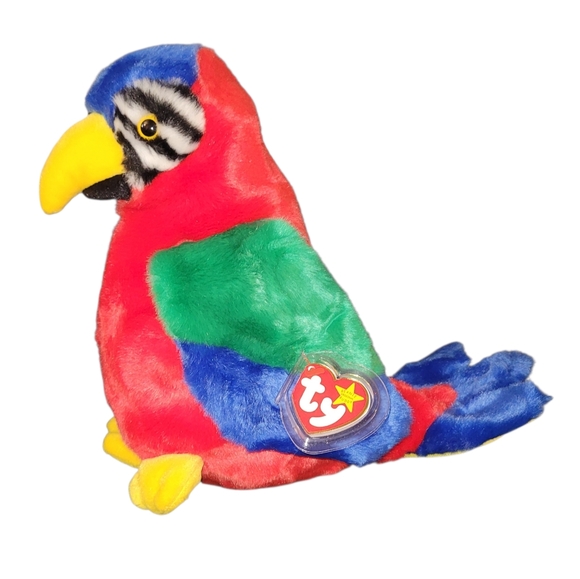 Ty Other - Ty Large Plush Beanie Buddy Jabber the Parrot 9 Inch MWMT Tropical Bird 1999 VTG